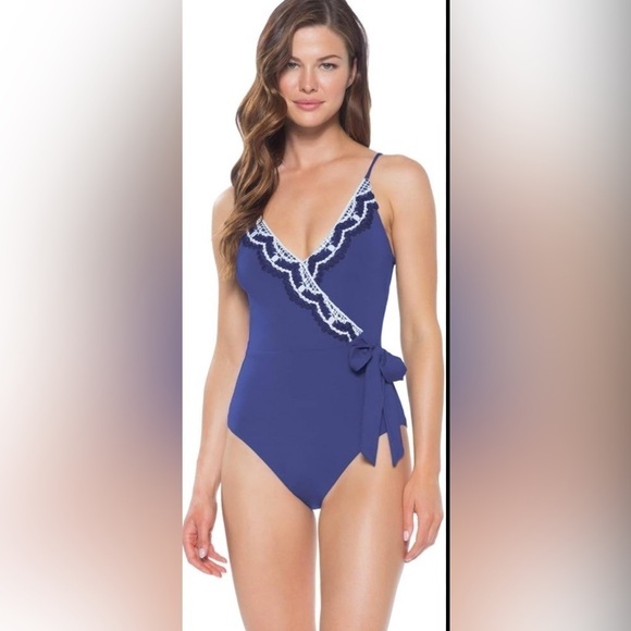 Becca Scalloped Trim One Piece Swimsuit - Picture 1 of 6